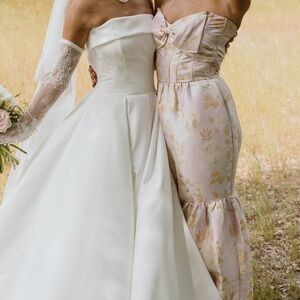Elegant Strapless Maid of Honor/Bridesmaid Dress